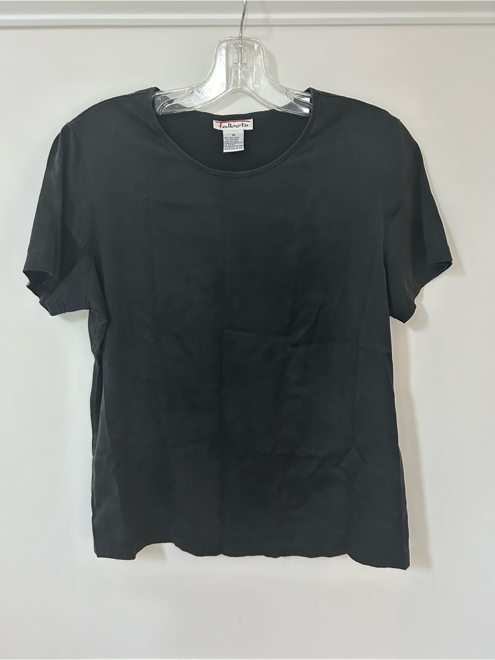 Vintage Talbots Black Short Sleeve Silk-Blend Crew Tee